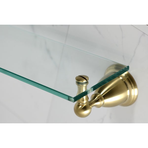 Bathroom Glass Shelf, Brushed Brass